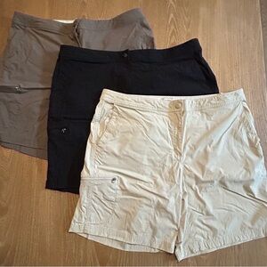 3 Pairs Women’s LL Bean Trail Shorts Size 18 Tan, Black, Latte